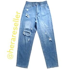 Shein size 4 Light wash High rise boyfriend Ripped Jeans
